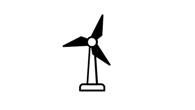 Wind turbine rotating icon generating renewable energy
