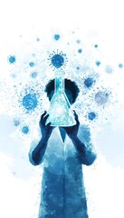 Obraz premium Glowing Virus Research Scientist Illustrates Modern Biotechnology Innovation Aesthetic Concept