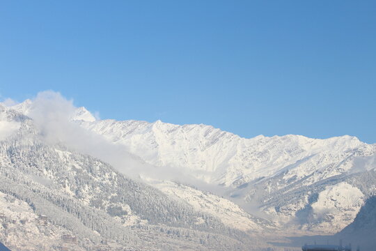 snow covered mountains in Manali 