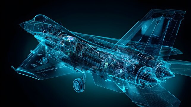 Advanced fighter jet blueprint reveals intricate engine avionics weapon systems design