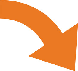 Orange Arrow Icon in Modern Minimalist Style with Bright Vibrant Color on White Background for User Interface Design