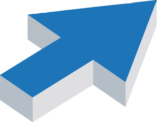 Blue Arrow Sign in 3D Rendering with Clean Design in Bright Lighting on White Background for Web Navigation