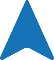 Blue Arrow Icon in Simple Flat Design with Bright Solid Color on White Background for Web Graphics