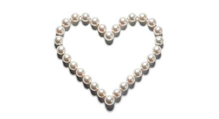 heart shape made of pearls isolated on white background, luxury love romance and elegance concept