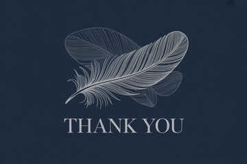 Elegant feather design with thank you message on dark background