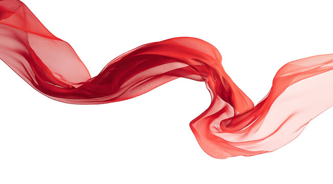 Dynamic Red Fabric: A graceful, flowing, transparent chiffon and silk textile in motion, perfect for abstract backgrounds and elegant designs.