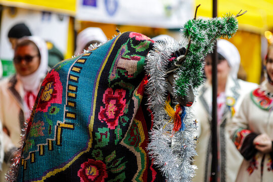 Details with the ancient Romanian tradition of Capra (The Goat) mainly performed between Christmas and New Year&rsquo;s Eve, featuring a costumed dancer wearing a decorated goat mask and fur