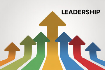 Vibrant arrows rising together representing leadership and teamwork