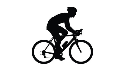 Obraz premium Silhouette of a cyclist riding a road bike against a white background