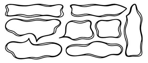 Obraz premium Wavy border frames with irregular flowing lines. Designed for text areas, decorative boxes and organic background accents.