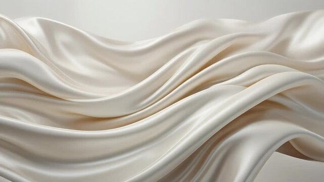 Luxury smooth white silk fabric flowing with elegant soft folds and shiny texture background