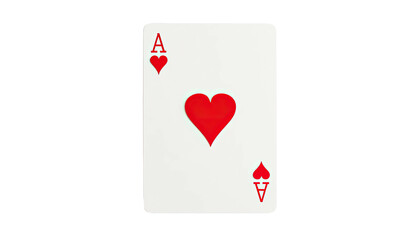 Fototapeta premium A solitary playing card featuring the Ace of Hearts with a vibrant red heart symbol