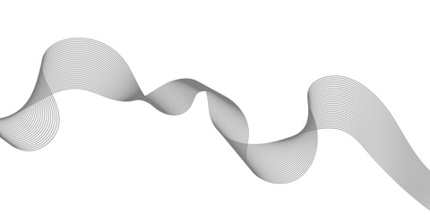 Minimalist white and silver ribbon curves create an elegant wave illustration with a fluid smoke pattern and blue light motion on a white vector backdrop