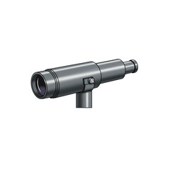 Grey Metallic Monocular Telescope for Marine Navigation PNG with Alpha Channel