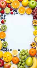 Vibrant Assortment of Colorful Fruits Forming a Natural Border Design