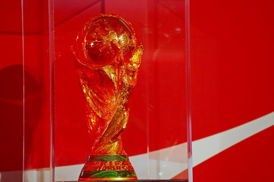 Almaty, Kazakhstan - 01.26.2026 : FIFA World Cup. The golden trophy. Trophy tour.