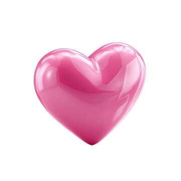 Bright pink heart shape with glossy finish resting on a plain background