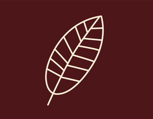 Simple Outline of a Leaf with Veins.