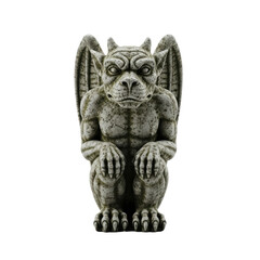Stone Gargoyle Statue Sitting Guard Black Background