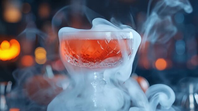 Spooky Halloween cocktail with smoke and pumpkins for a festive celebration