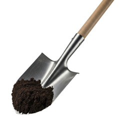 Shovel Blade With Soil Against Black Background