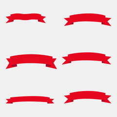 Red Ribbon Banner Set Vector Decorative Award Label and Celebration Design