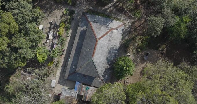 arieal view of vintage house in the forest 4k footage 