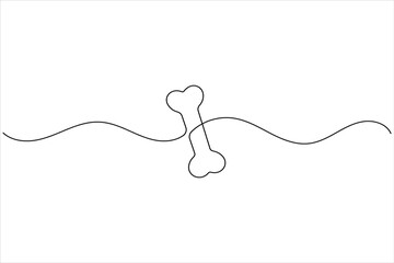 Obraz premium Dog bone continuous line art minimal design isolated on white background