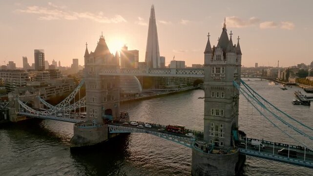 Tower Bridge at Sunset Connecting London and Southwark over the River Thames