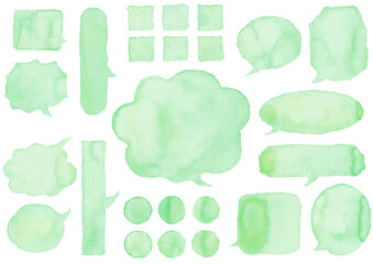 吹き出し、水彩、パステルカラー、グリーン、イエロー
