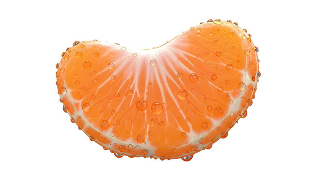 Close-up of a Mandarin Orange Slice with Water Droplets