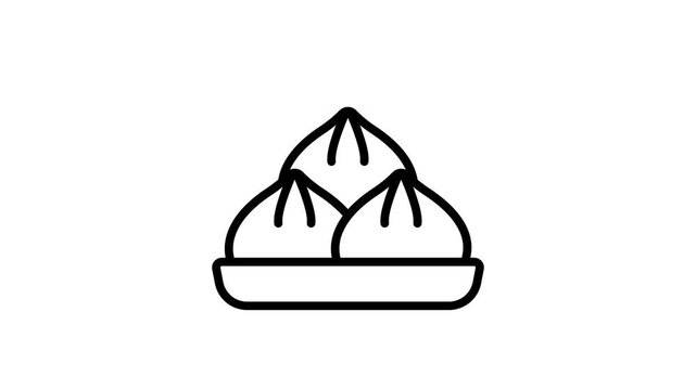 Traditional chinese dumplings, asian food, steamed chinese bun animated vector design