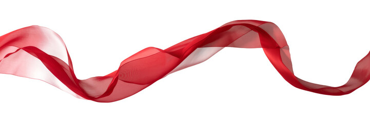 Red fabric, flowing cloth, wavy textile, sheer material, and dynamic movement captured in an elegant abstract design.