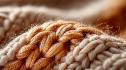 Fototapeta premium Close up view of knitted fabric showing texture and pattern in natural light during the day