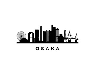 Fototapeta premium Vector Osaka skyline. Travel Osaka famous landmarks. Business and tourism concept for presentation, banner, web site.
