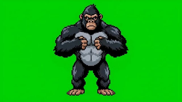 16-bit Animated Gorilla Dancing on Green Screen