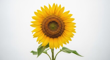 Obraz premium Bright Yellow Sunflower on White Background.