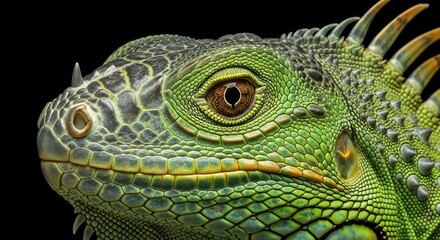 Fototapeta premium Close-up of a green iguanas head.