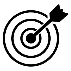 Target goal icon with arrow, business success aim symbol, achievement focus vector illustration