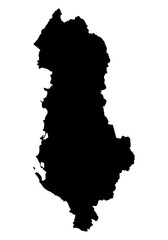 Albania map silhouette icon, flat black country outline vector, isolated European national border