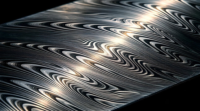 Damascus steel pattern with dramatic metallic texture