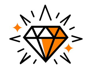 Diamond value icon, premium quality symbol, luxury success concept vector illustration