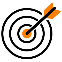 Target goal icon with arrow, business focus achievement symbol, success strategy vector