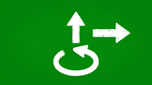 White chalk arrows pointing up and right, with a rectangle, against a green background