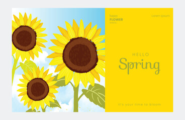 Obraz premium Abstract Green Summer landscape background vector set. Nature wallpaper of colorful flowers. Watercolor illustration for cover, wall art, decoration.