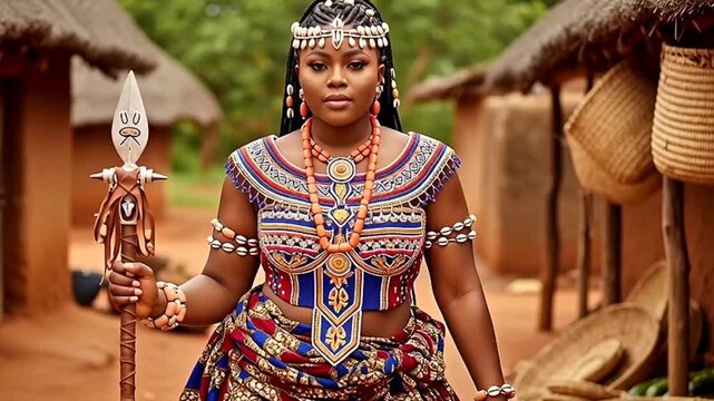 Tribe african woman with traditional dress 