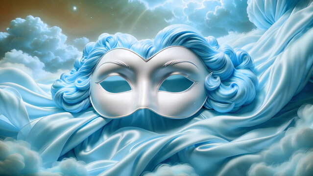 The azure enigma a harmonious fusion of porcelain stillness and sky-born silk