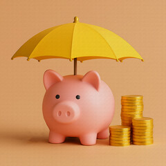 piggy bank and coins oil painting style illustration 