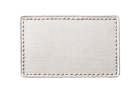 Blank cream-colored rectangular fabric patch, outlined with decorative stitching