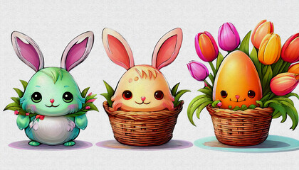 easter bunny and easter eggs